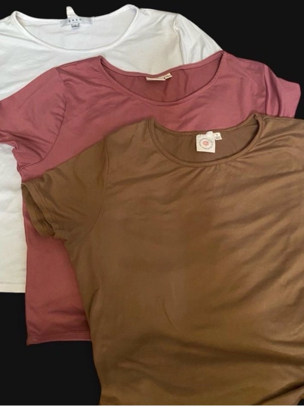 BUNDLE 3 Classic Scoop Neck Women’s Tee - White, Rose, Brown